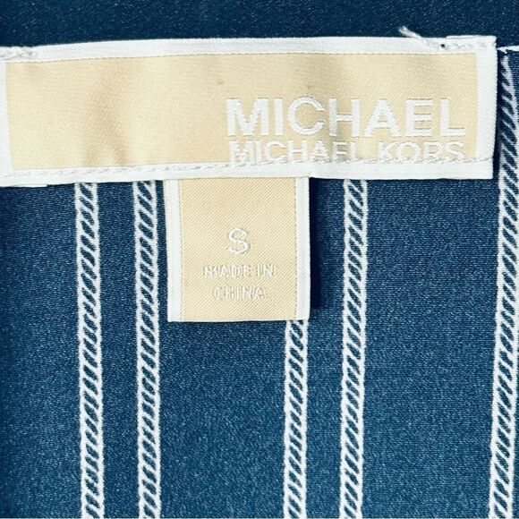 Michael Kors Blue & White Long Sleeve Top Sz S - Picture 2 of 6